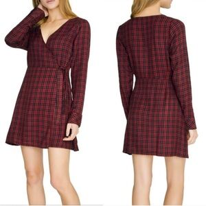 Sanctuary Women's Faux Wrap Plaid Dress Red and Black Size 6